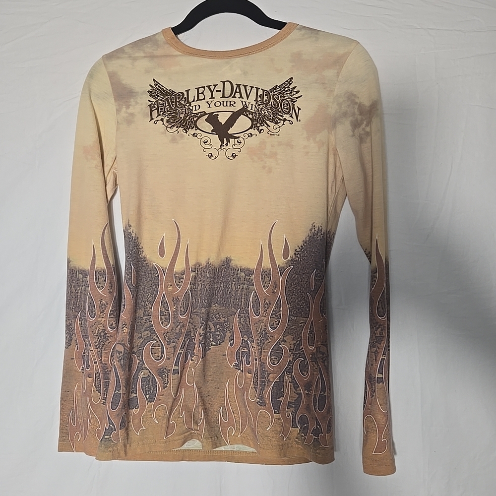 Harley-Davidson Beige Flame Graphic Shirt - Picture 6 of 10